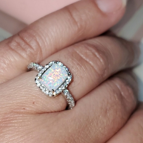 💖5 Star Rated💖 Silver & Fire Opal Ring sz 7 - Picture 3 of 6